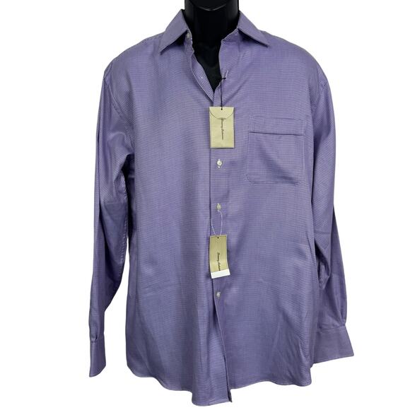 Tommy Bahama Dress Shirt Mens 16.5 34-35 Purple Houndstooth Long Sleeve NWT - Picture 1 of 12